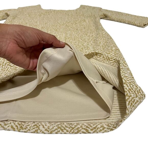 MAGGY LONDON Size 6 Metallic Gold White Sheath Dress Small - Picture 3 of 14